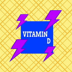 Writing note showing Vitamin D. Business concept for Nutrient responsible for increasing intestinal absorption Asymmetrical format pattern object outline multicolor design