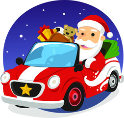 Santa claus driving car