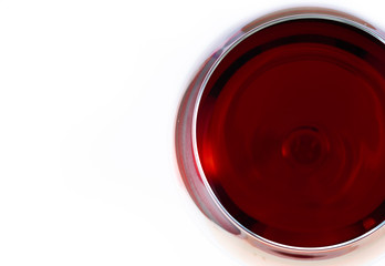 glass of red wine on white background