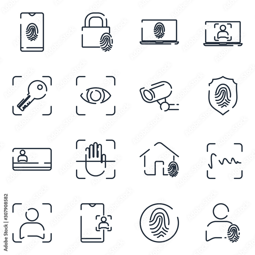 Leinwandbilder biometric set icon template color editable. biometric pack symbol vector sign isolated on white back