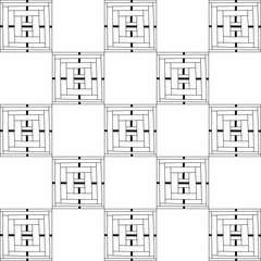 Black and white decorative background for coloring book. Seamless geometric pattern. Doodle illustration