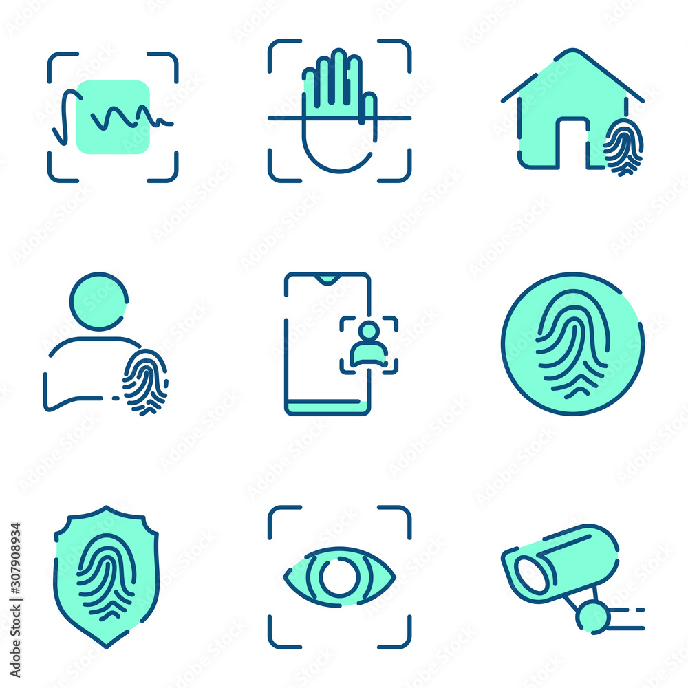 Leinwandbilder biometric set icon template color editable. biometric pack symbol vector sign isolated on white back