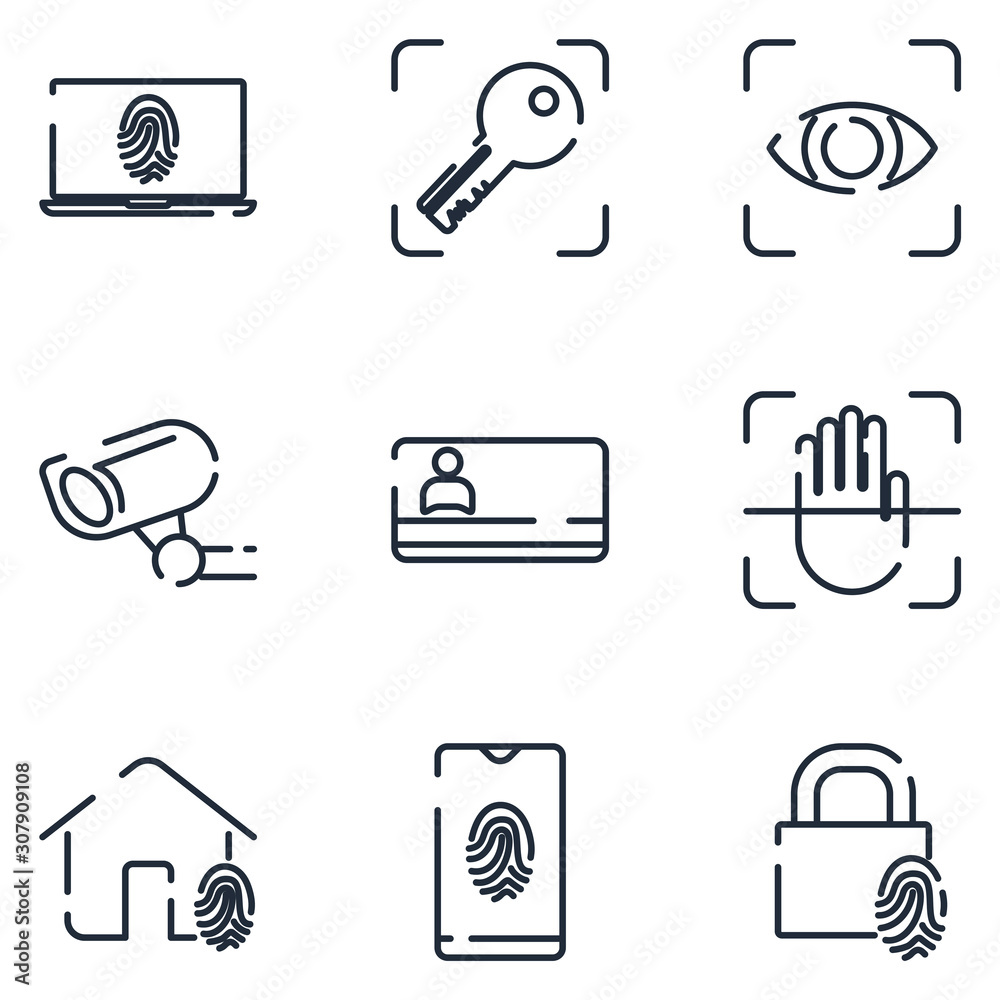 Leinwandbilder biometric set icon template color editable. biometric pack symbol vector sign isolated on white back