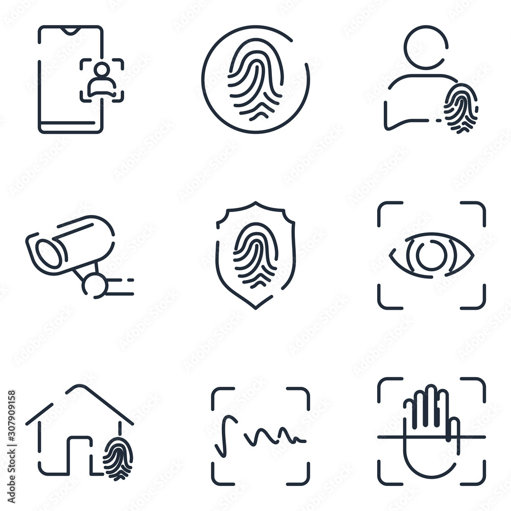 Leinwandbilder biometric set icon template color editable. biometric pack symbol vector sign isolated on white back