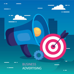 Fototapeta premium Megaphone target and gear design, Amplifer speaker bullhorn announce speech message communication and sound theme Vector illustration