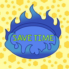 Text sign showing Save Time. Business photo showcasing to do something more efficiently such that less time is required Asymmetrical uneven shaped format pattern object outline multicolour design