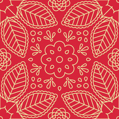 Floral indian seamless pattern with flower and leaf ornament