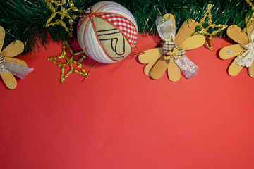 Christmas and New Year red background with frame