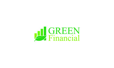 creative unique green financial logo design vector template symbol for business consulting company,  accounting financial, bar chart with Leaves, editable eps 10