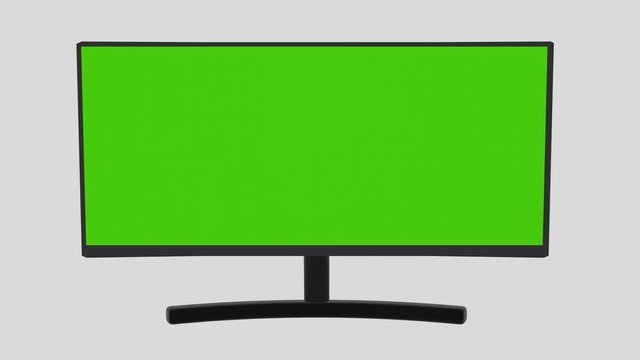 3D Wide-Screen Monitor Isolated on Grey Background. 3D illustration