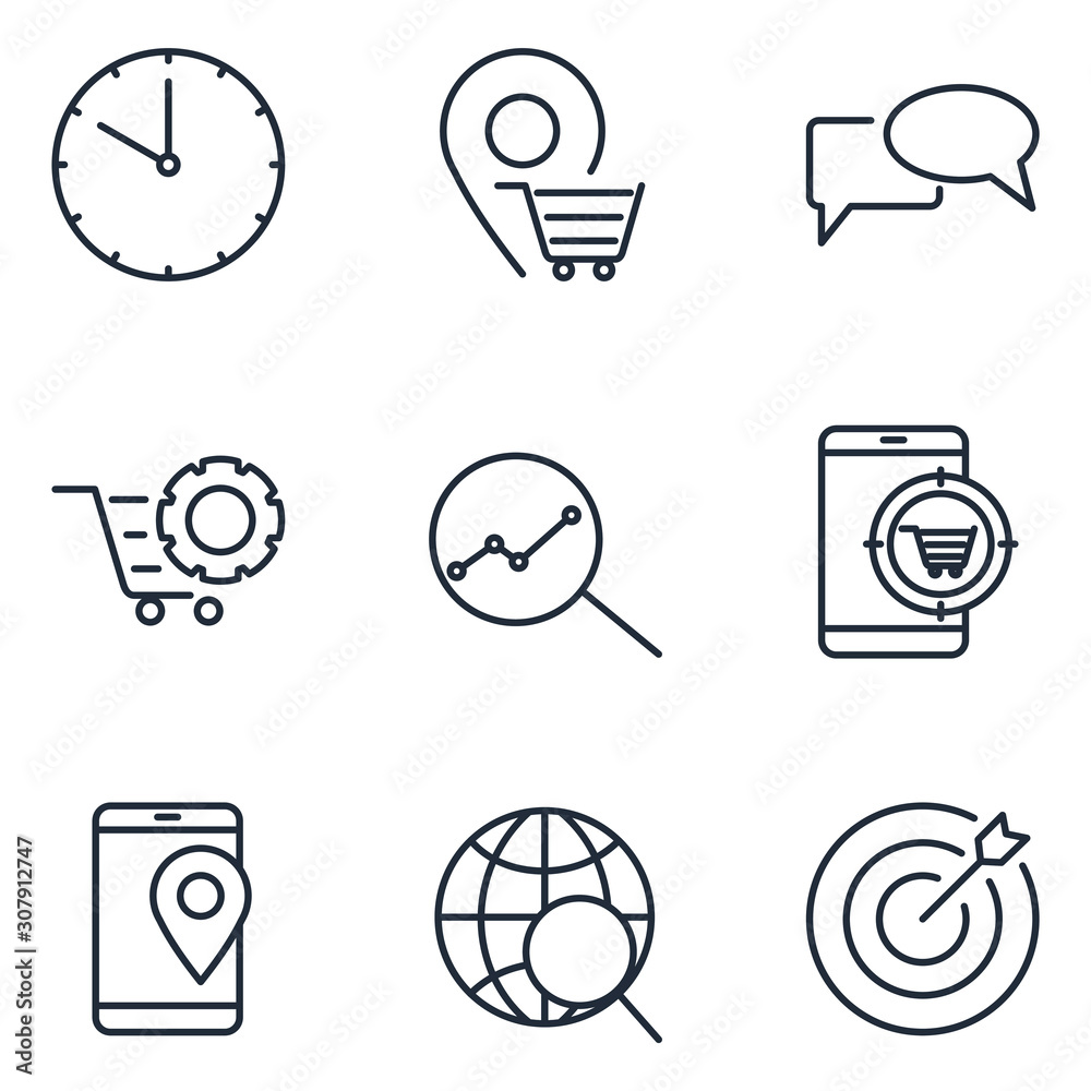 Leinwandbilder digital marketing set icon template color editable. marketing pack symbol vector sign isolated on wh