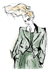 Fashion Illustration of Standing Girl
