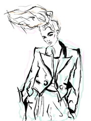 Fashion Illustration of Standing Girl