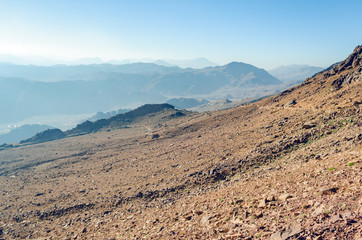 Beautiful mountain landscape, view from Mount Moses in Egypt on the Sinai Peninsula