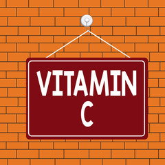 Text sign showing Vitamin C. Business photo text it promotes healing and helps the body absorb iron Ascorbic acid Colored memo reminder empty board blank space attach background rectangle