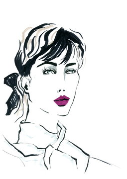 Hand Painted Face Fashion Illustration