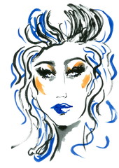 Hand Painted Face Fashion Illustration
