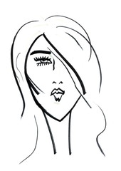 Hand Painted Face Fashion Illustration