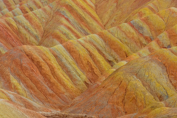 view of Rainbow Mountains in Zhangye Danxia Landform Geological Park