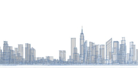 modern city panorama 3d illustration - obrazy, fototapety, plakaty