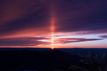 purple sunrise over the mountain
