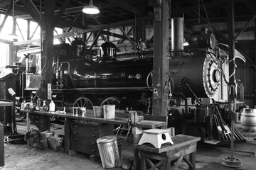 Fototapeta na wymiar old steam engine of train