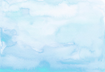 Fototapeta na wymiar Blue gradient watercolor background Abstract paint texture Invitation backdrop