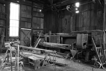 interior of an old factory building