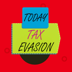 Text sign showing Tax Evasion. Business photo text the failure to pay or the deliberate underpayment of taxes Blank banner rectangle square above semicircle down Geometrical background