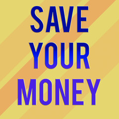 Naklejka premium Text sign showing Save Your Money. Business photo text keep your savings in bank or stock to protect it Dont waste Square rectangle paper sheet loaded with full creation of pattern theme
