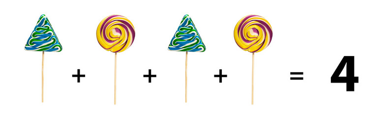 simple math for kids lollipops count isolated white