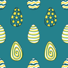 Watercolor blue yellow Easter egg closeup isolated on a white background. Hand painting on paper. Art design element