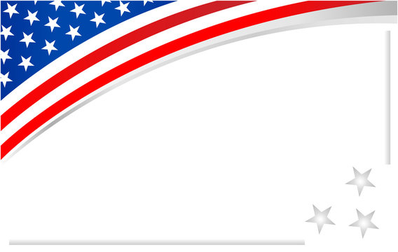 USA flag frame background banner with clean space for your text.