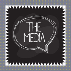 Word writing text The Media. Business photo showcasing main means of mass communication that are regarded collectively Speaking bubble inside asymmetrical shaped object outline multicolor design