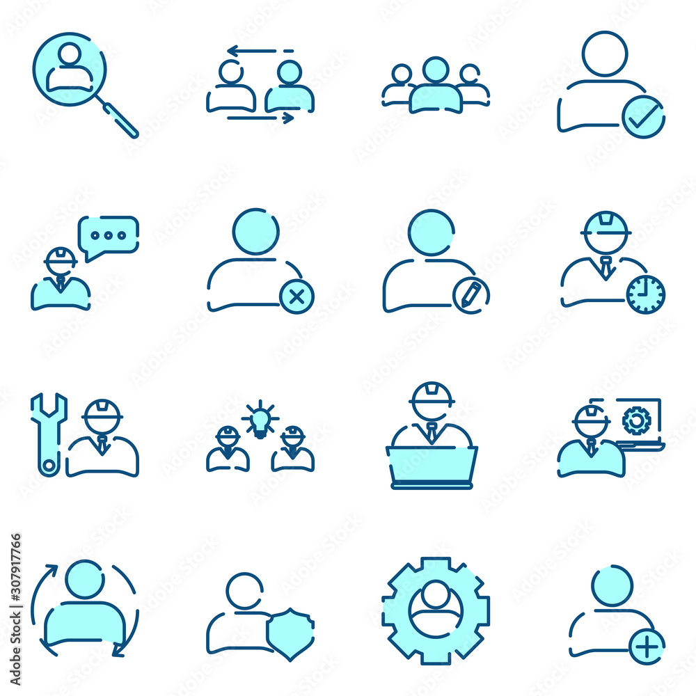 Leinwandbilder enginering people set icon template color editable. corporate business pack symbol vector sign isola