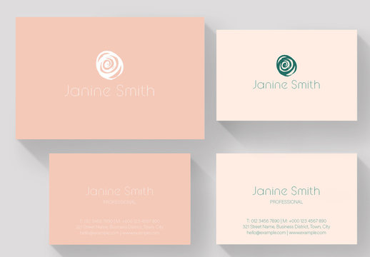 Business Card Layout with Abstract Swirl Design