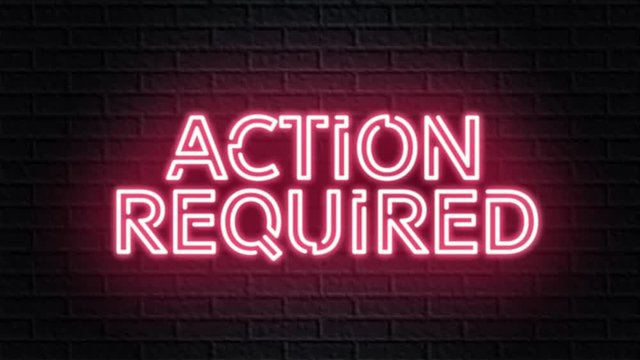 Red Neon Video Animation Action Required