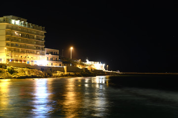 Vieste Seascape by Night With Illuminated Buildings
