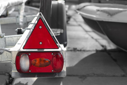 Trailer taillight. Stop signal of a long cargo trailer