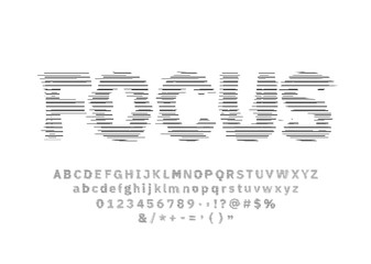 Glitch Line font set. Letters and numbers. Vector glitch alphabet illustration on white background