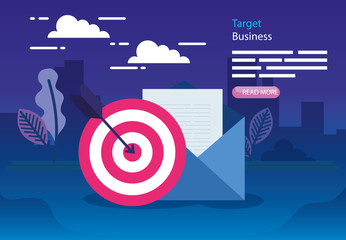 Target and envelope design, Solution success strategy idea problem innovation and creativity theme Vector illustration