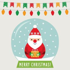 Christmas glass ball with Santa Claus, greeting card