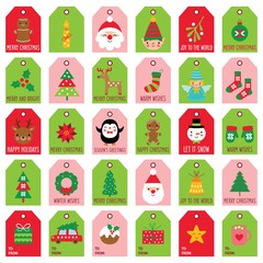 Christmas gift tags and labels, vector set, isolated on white