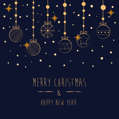 merry christmas background with balls line. flat design illustration