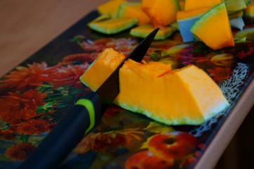 Naklejka na ściany i meble Chopped melon on the table