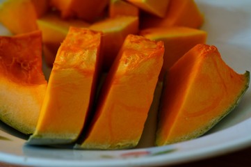 melon on wooden table