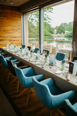 table arrangements at a wedding location
