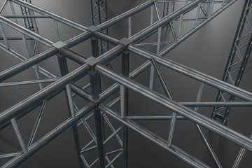 Steel reinforcement with dark background, 3d rendering.