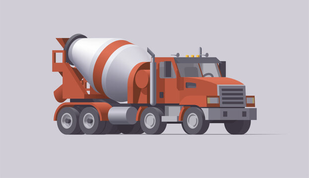 Vector concrete mixer truck. Isolated american cement truck. Flat illustration