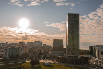 Batumi city at sunset with the architecture of the city from above. Georgia panorama